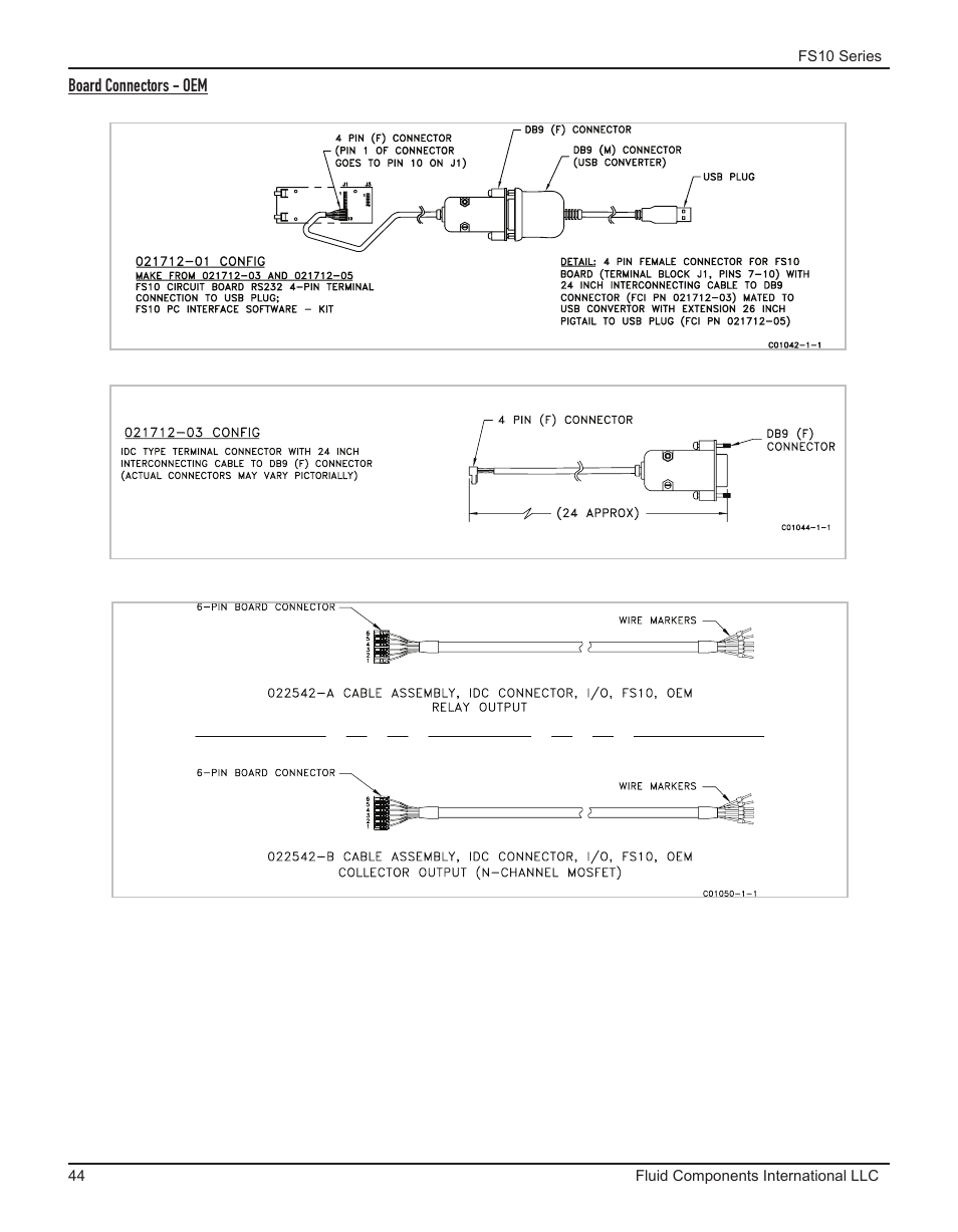 Board connectors - oem | Fluid Components International FS10A User Manual | Page 46 / 54