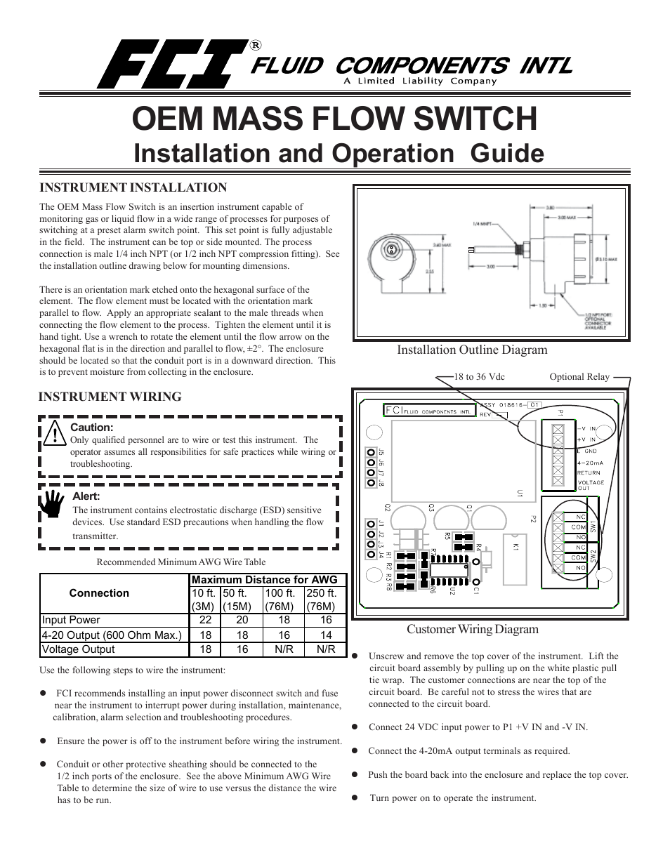 Fluid Components International OEM MASS FLOW SWITCH User Manual | 2 pages