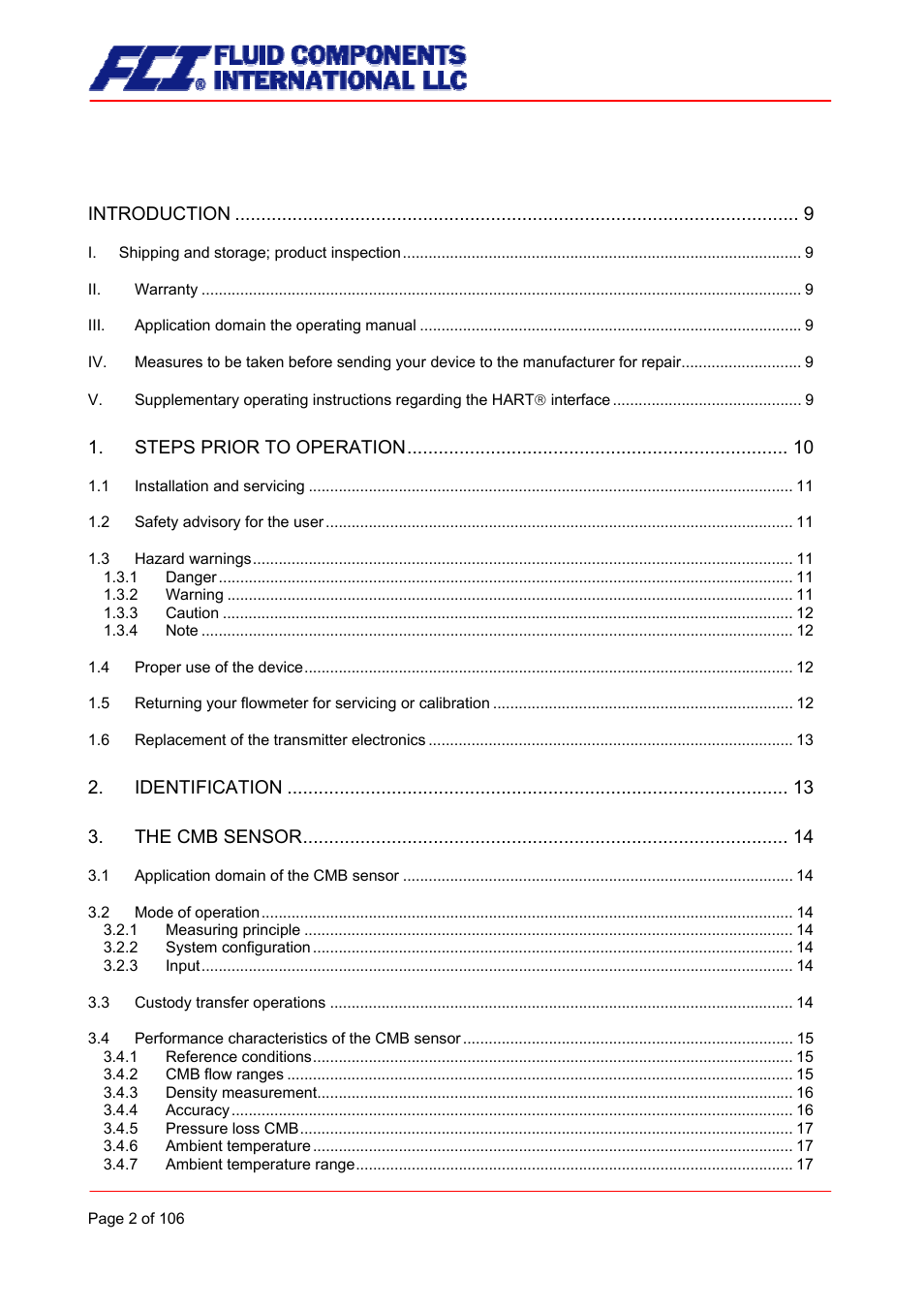 Fluid Components International CMB User Manual | Page 2 / 106