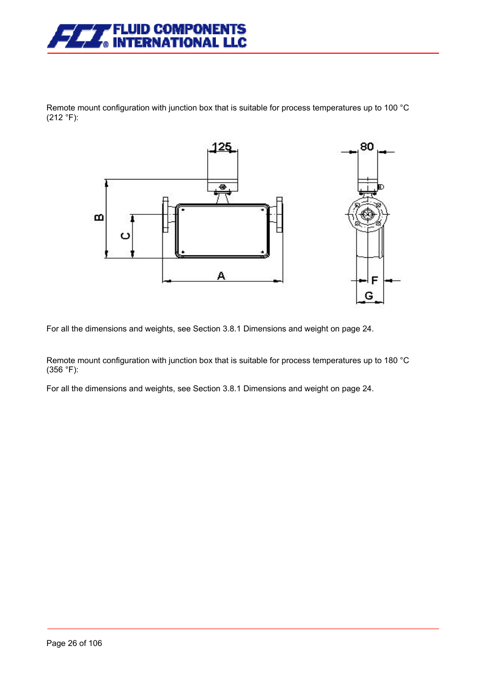 Remote mount version dimension drawing | Fluid Components International CMB User Manual | Page 26 / 106