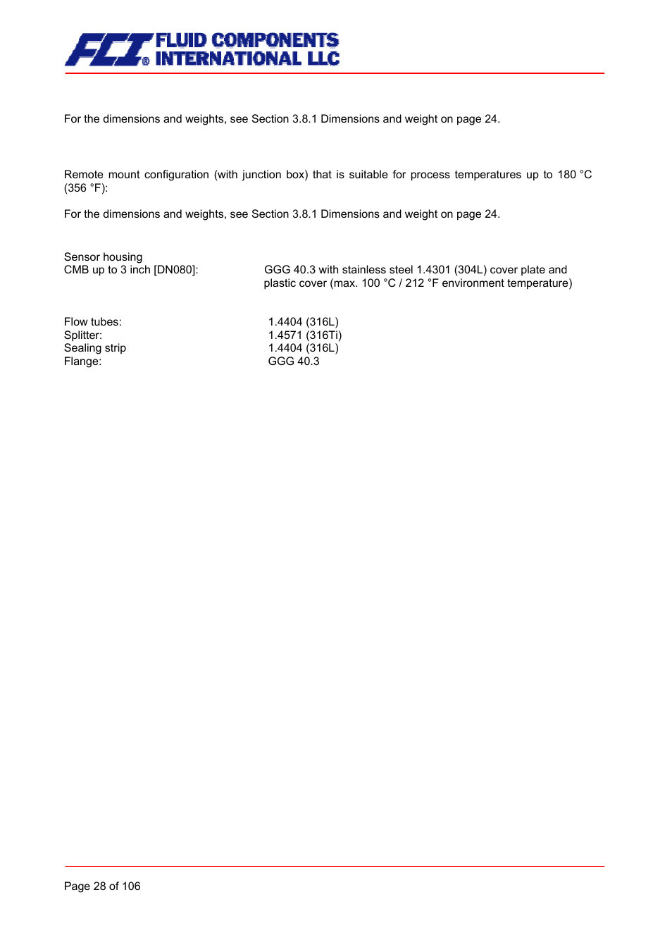 Material | Fluid Components International CMB User Manual | Page 28 / 106