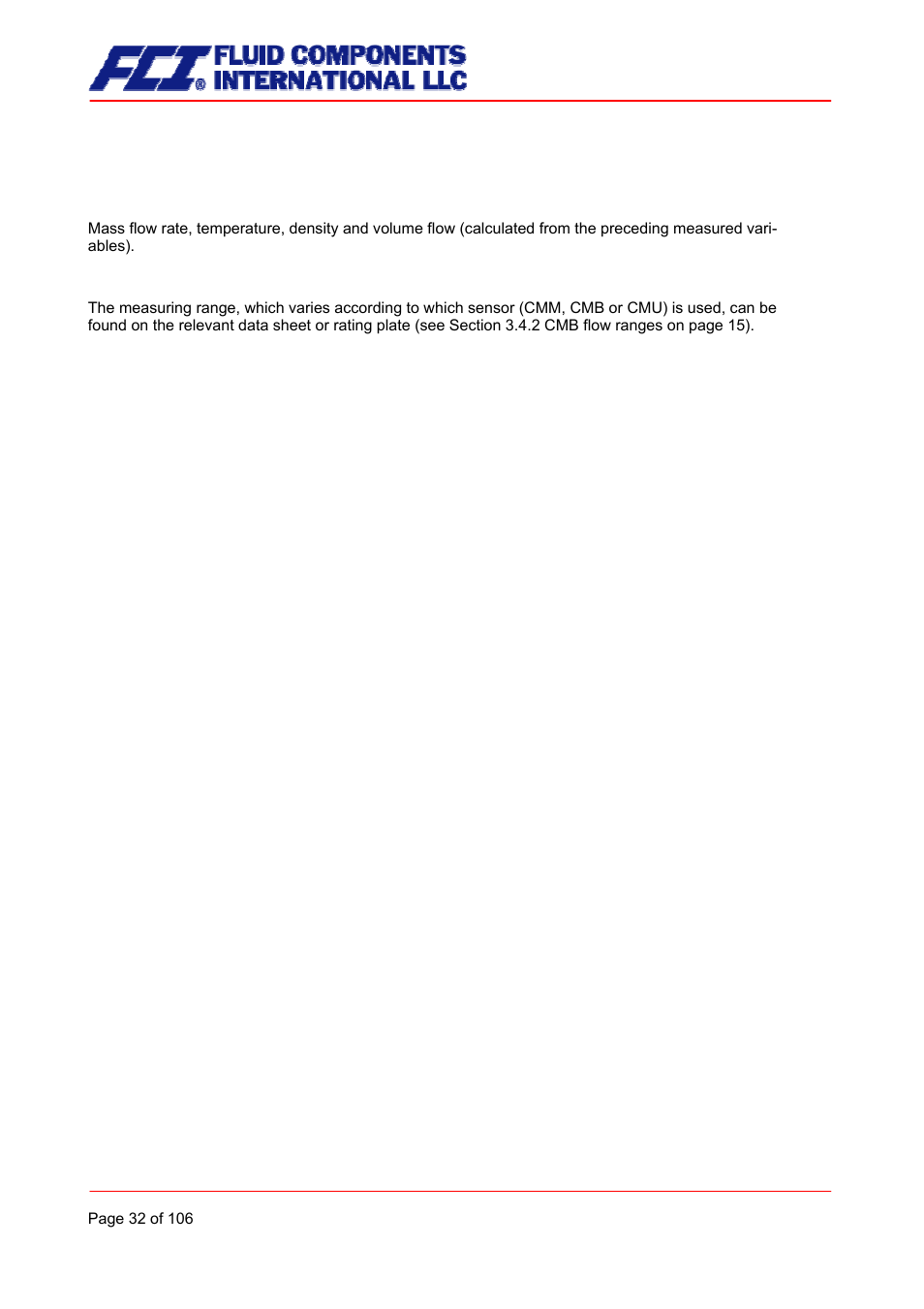 Input, Measured variable, Measuring range | Fluid Components International CMB User Manual | Page 32 / 106