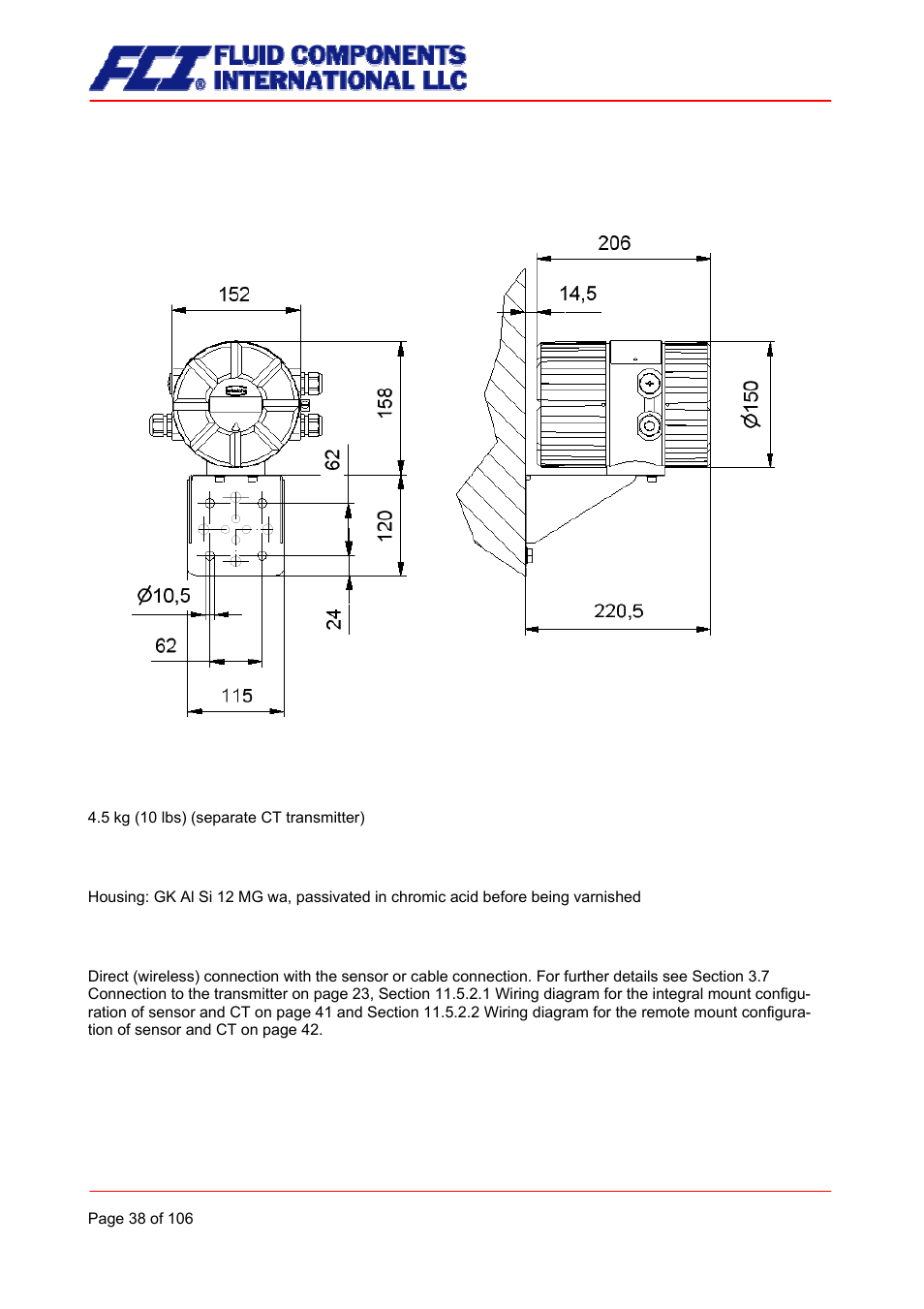 Weight, Material, End connection | Fluid Components International CMB User Manual | Page 38 / 106