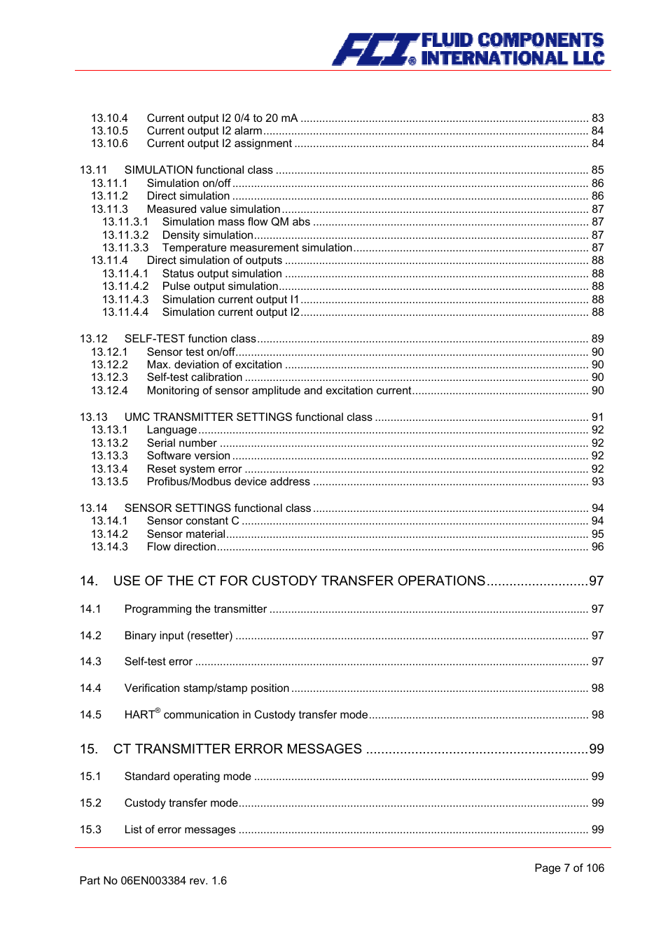 Fluid Components International CMB User Manual | Page 7 / 106