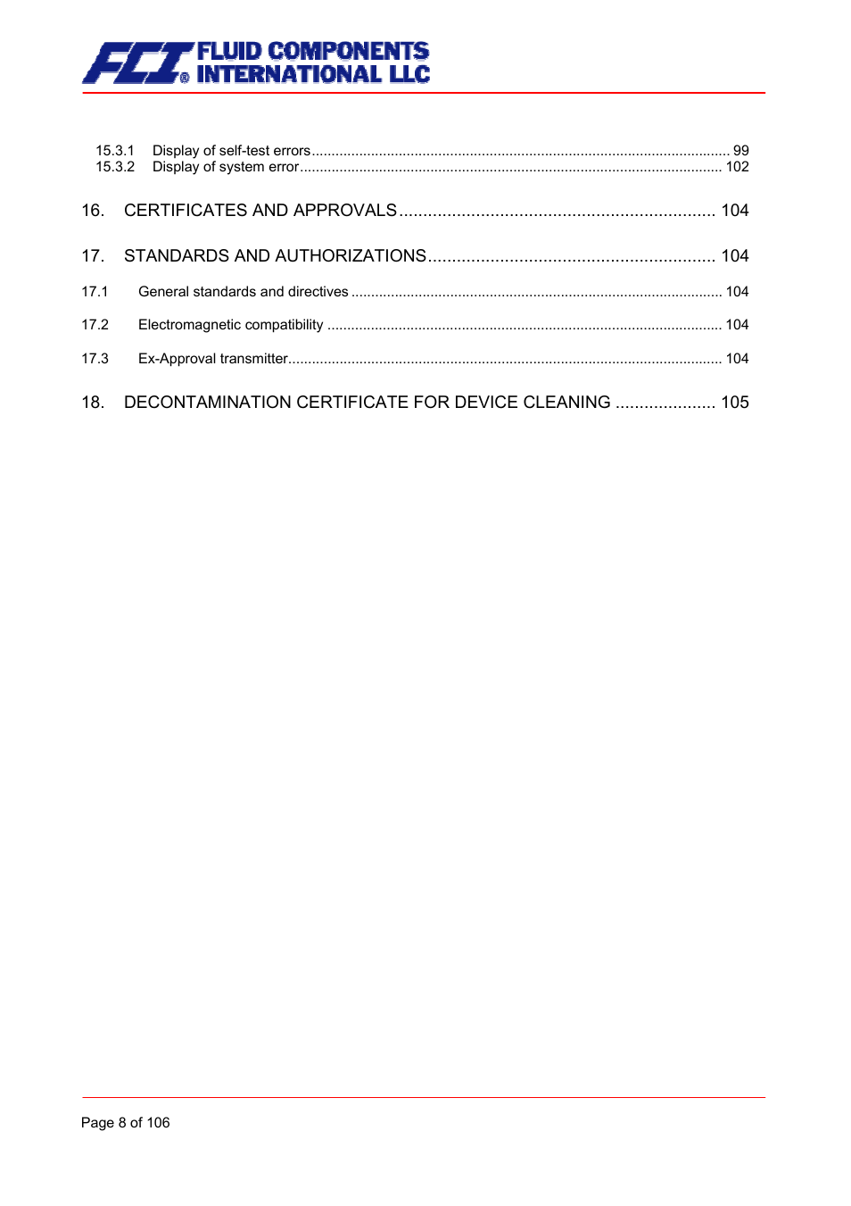 Fluid Components International CMB User Manual | Page 8 / 106