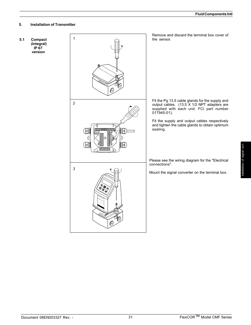 Fluid Components International CMF Series Manual Installation of Electronics User Manual | 14 pages