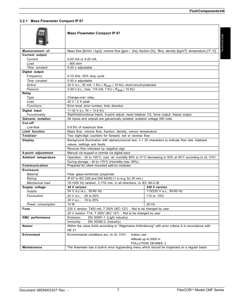 Fluid Components International CMF Series Manual Technical Data User Manual | Page 2 / 10