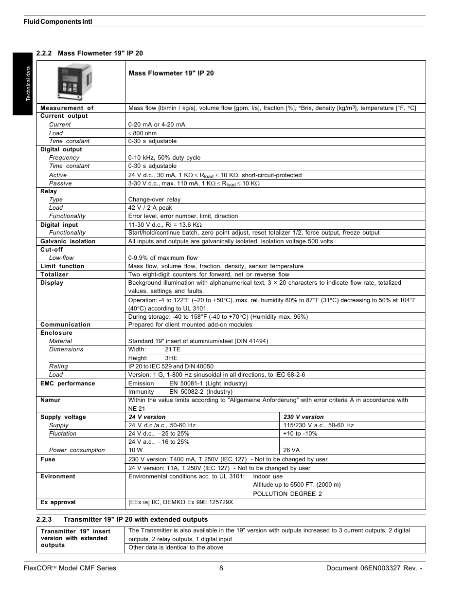 Fluid Components International CMF Series Manual Technical Data User Manual | Page 3 / 10