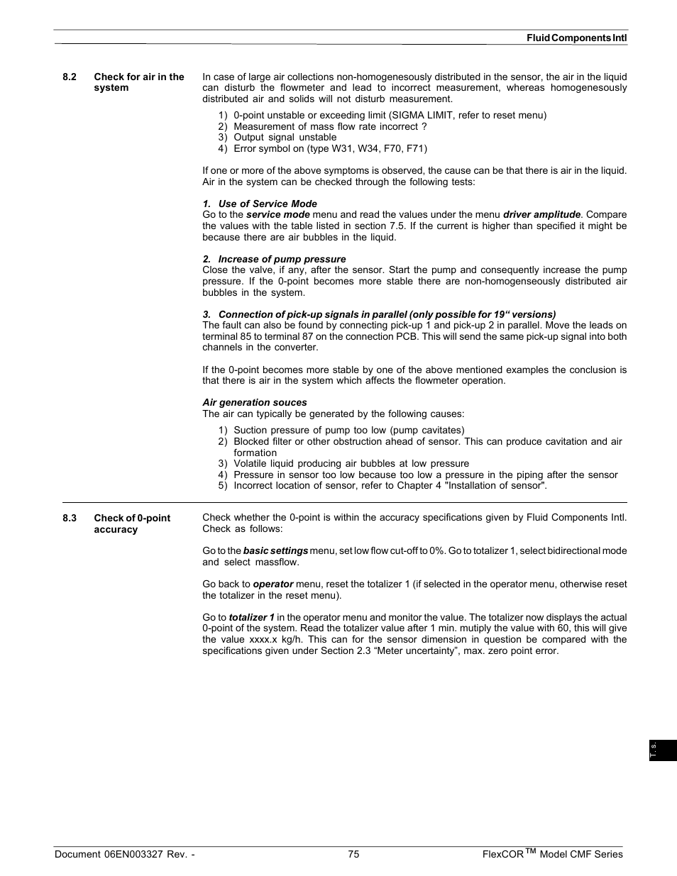 Fluid Components International CMF Series Manual Electronics Setup and Menus User Manual | Page 25 / 25