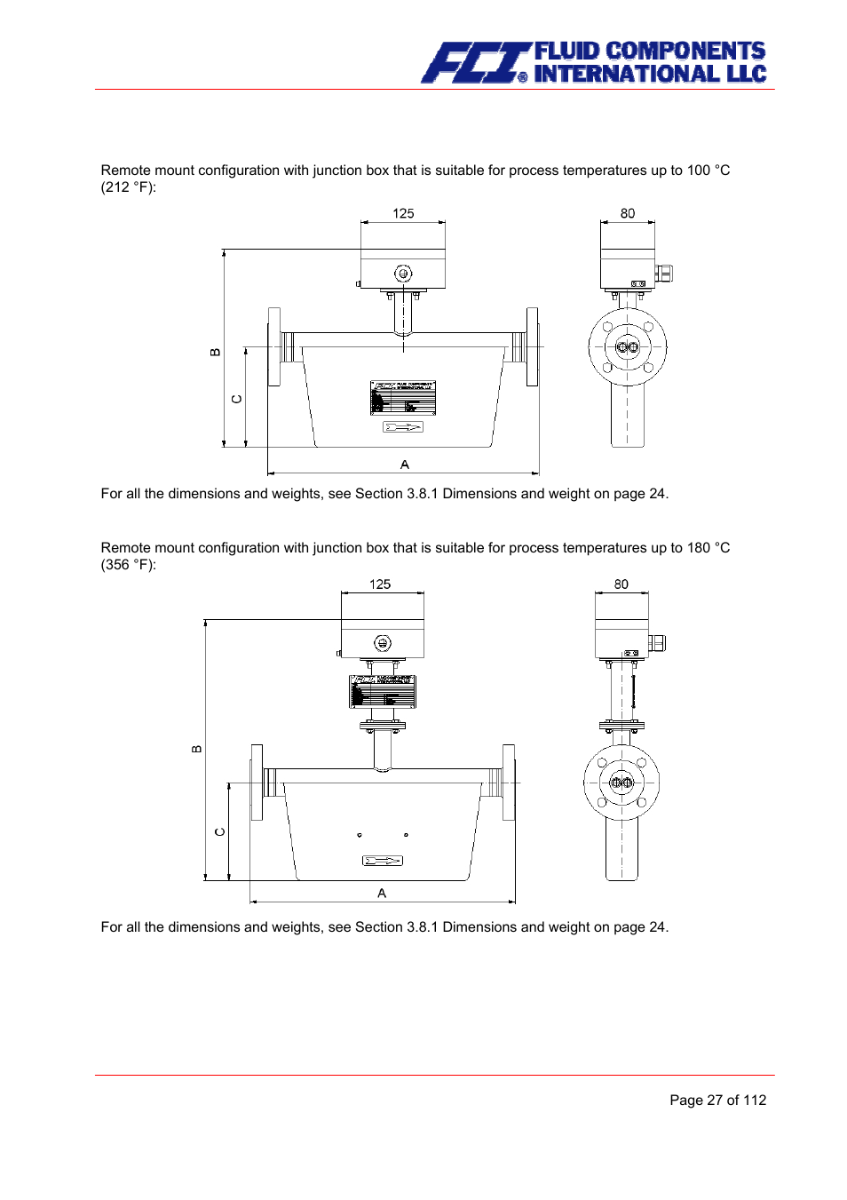 Remote mount version dimension drawing | Fluid Components International CMU User Manual | Page 27 / 112