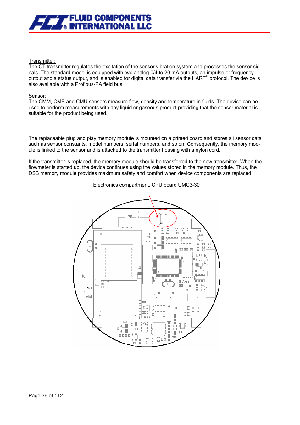 System configuration, Dsb data memory module | Fluid Components International CMU User Manual | Page 36 / 112