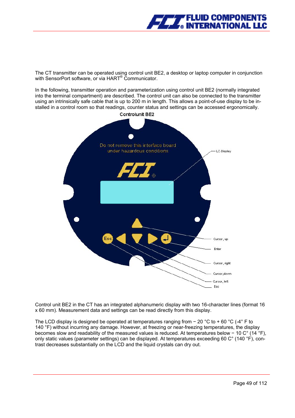 Control unit be2, Introduction, Display | Fluid Components International CMU User Manual | Page 49 / 112