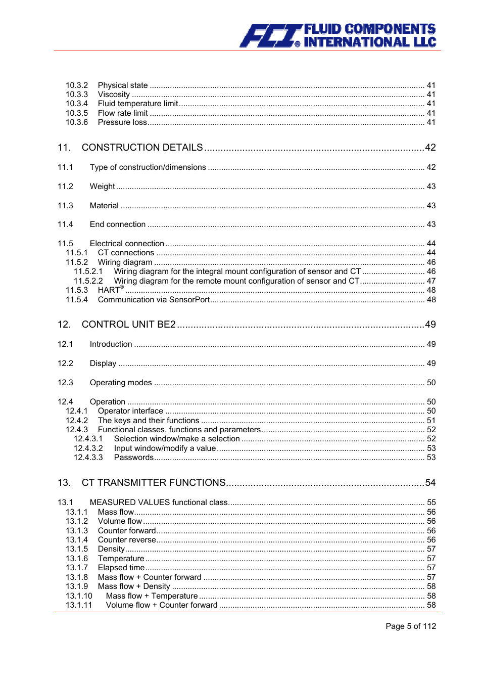 Fluid Components International CMU User Manual | Page 5 / 112