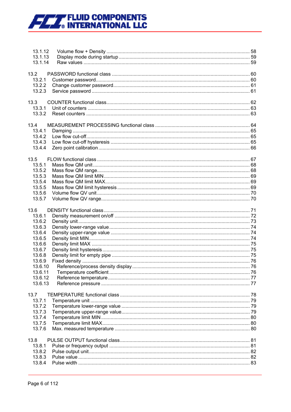 Fluid Components International CMU User Manual | Page 6 / 112