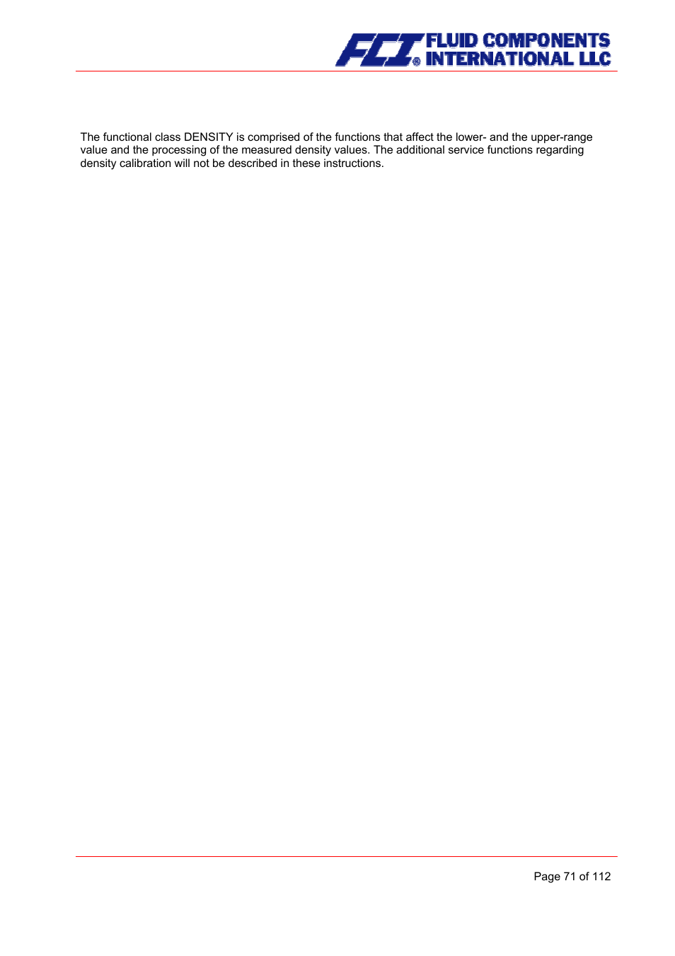 Density functional class | Fluid Components International CMU User Manual | Page 71 / 112