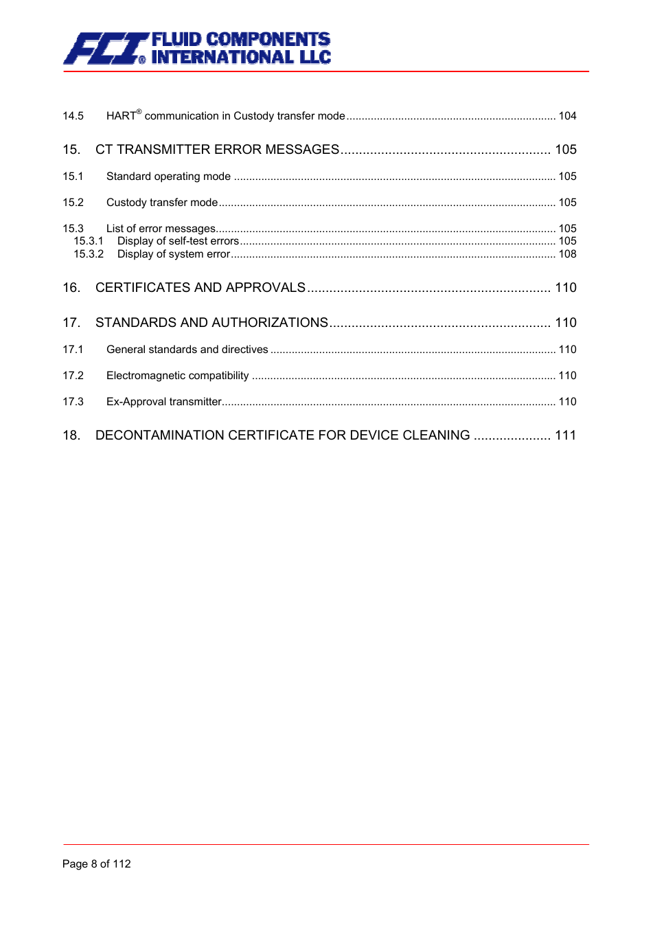 Fluid Components International CMU User Manual | Page 8 / 112