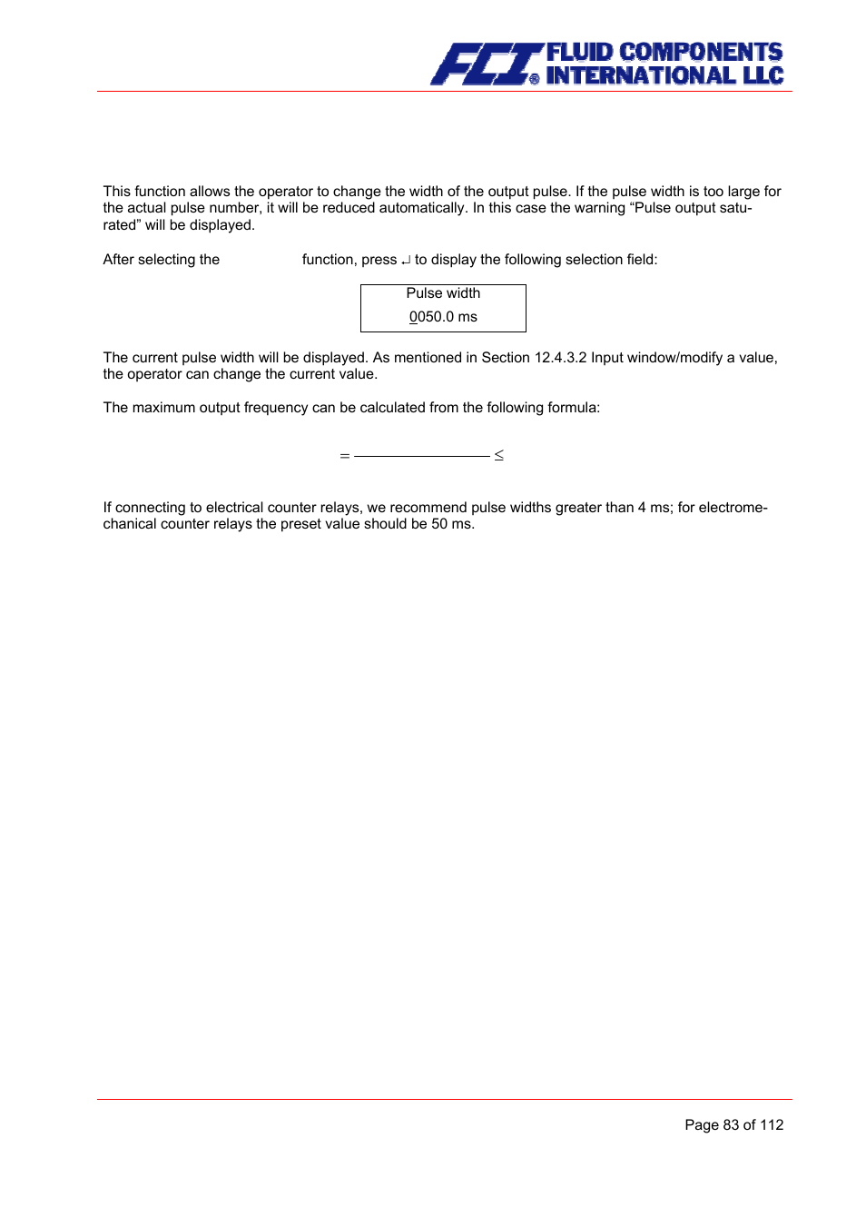 Pulse width | Fluid Components International CMU User Manual | Page 83 / 112