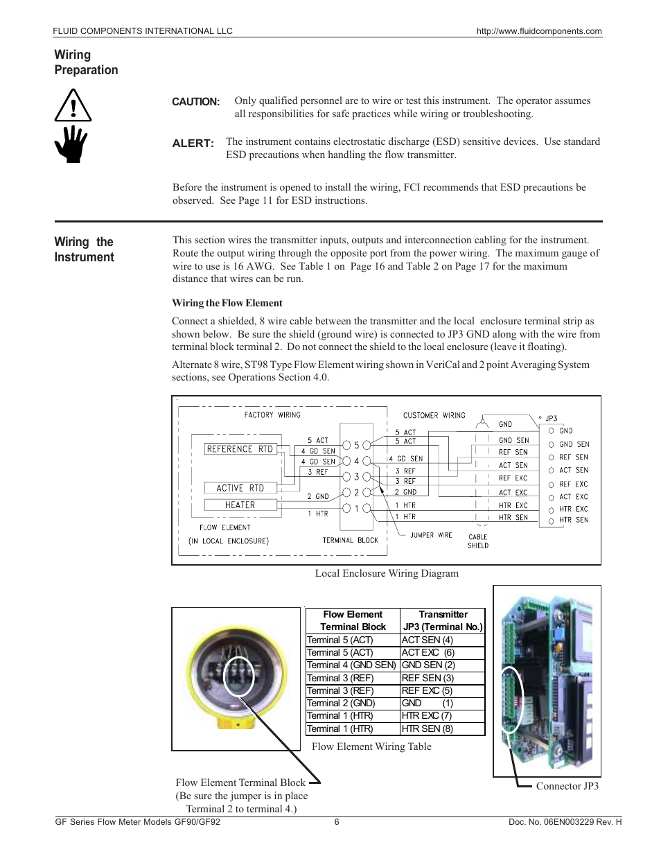 Wiring preparation, Wiring the instrument | Fluid Components International GF90_GF92 User Manual | Page 10 / 102