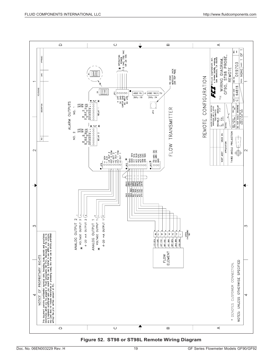 Wiring ~st98/st98l remote, St98/st98l remote wiring diagram ~ 019703 | Fluid Components International GF90_GF92 User Manual | Page 23 / 102
