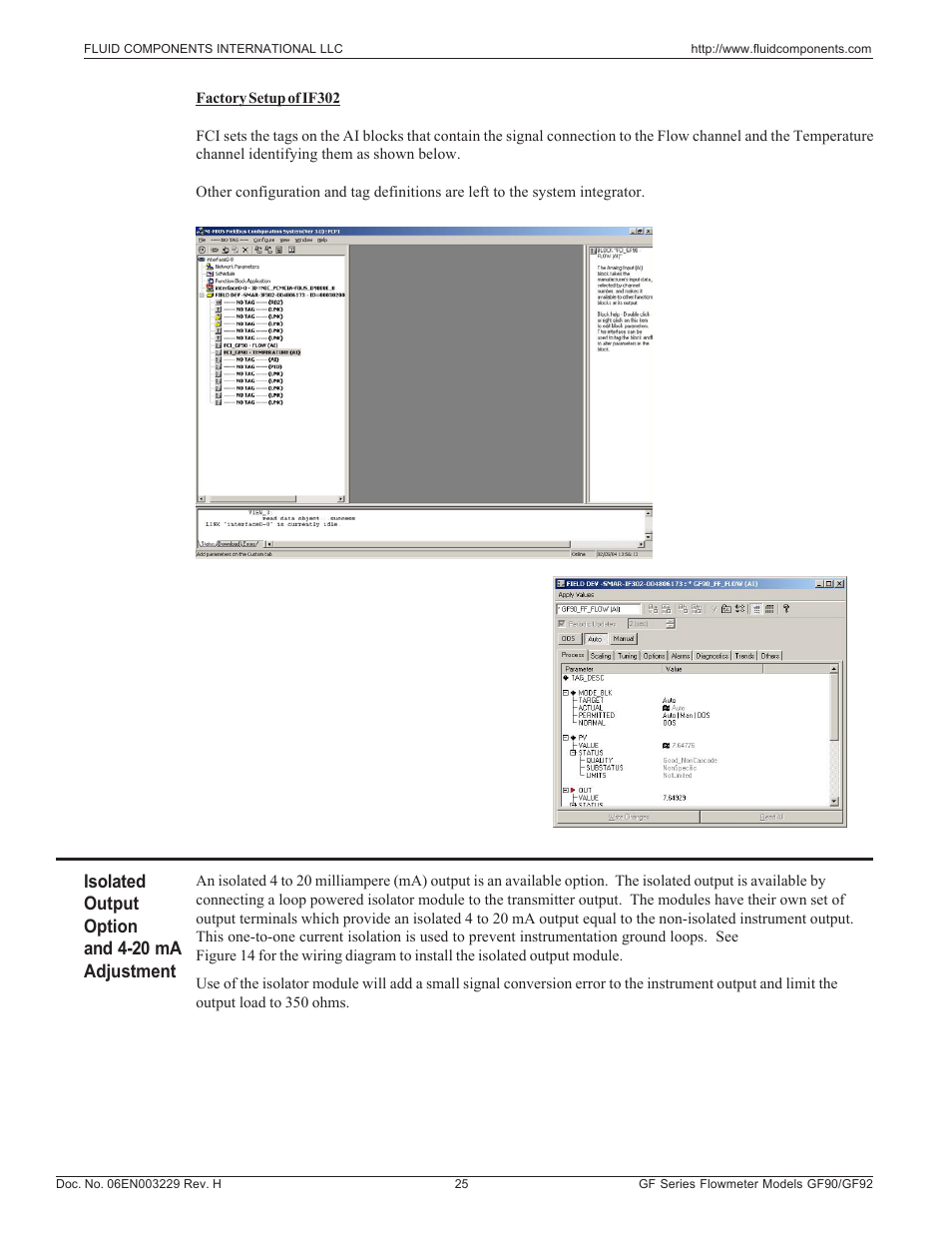 Isolated output option and 4-20ma adjustment | Fluid Components International GF90_GF92 User Manual | Page 29 / 102