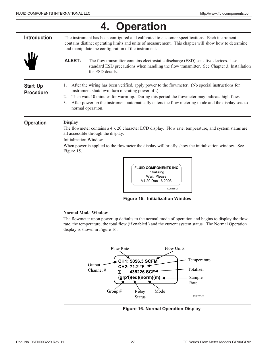 Chapter 4 ~ operation, Operation | Fluid Components International GF90_GF92 User Manual | Page 31 / 102