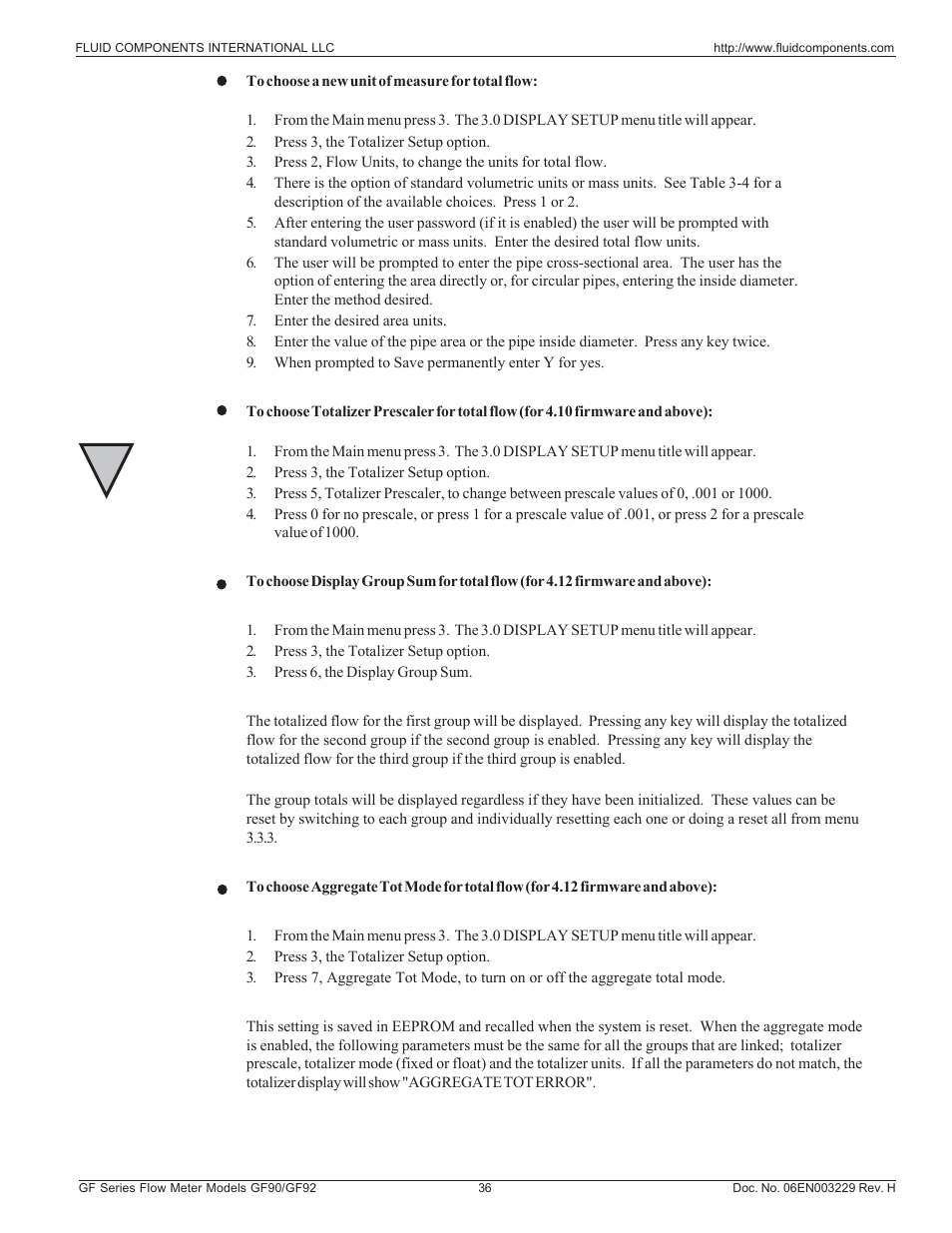 Fluid Components International GF90_GF92 User Manual | Page 40 / 102