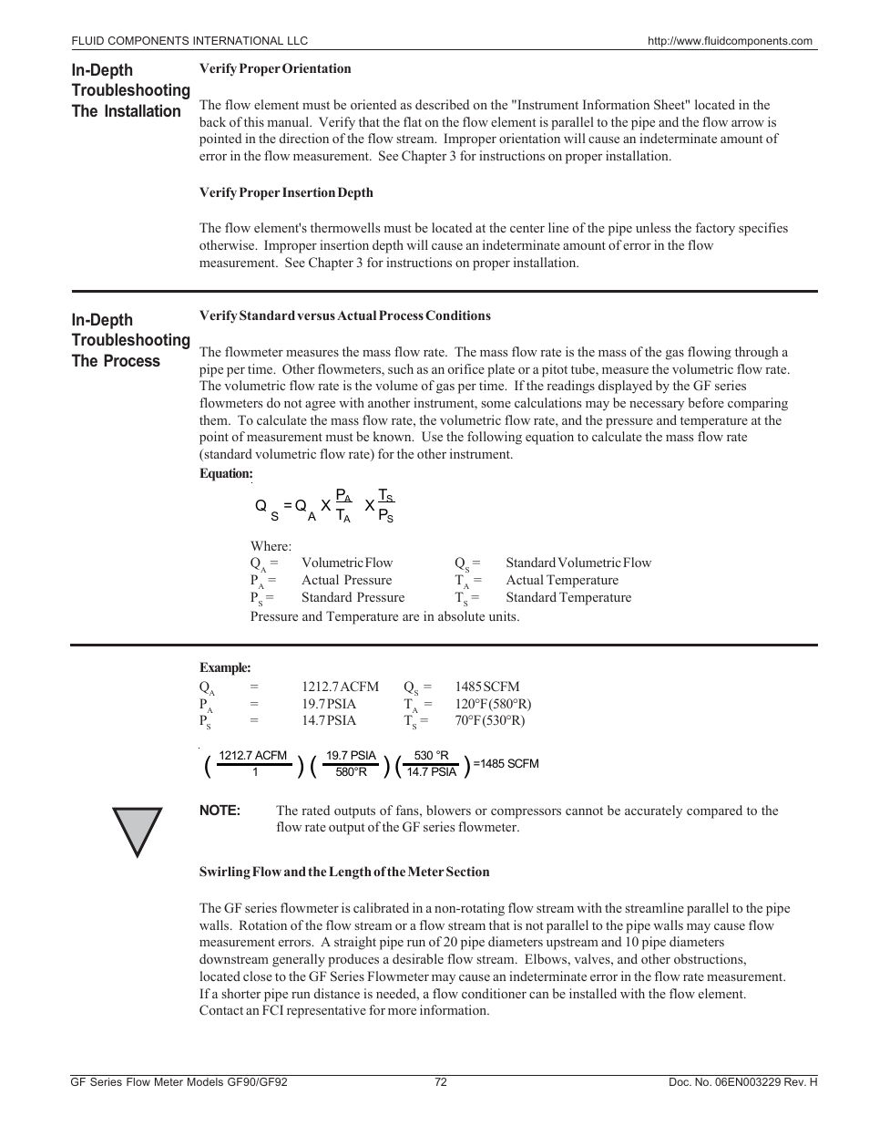 Installation and process | Fluid Components International GF90_GF92 User Manual | Page 76 / 102
