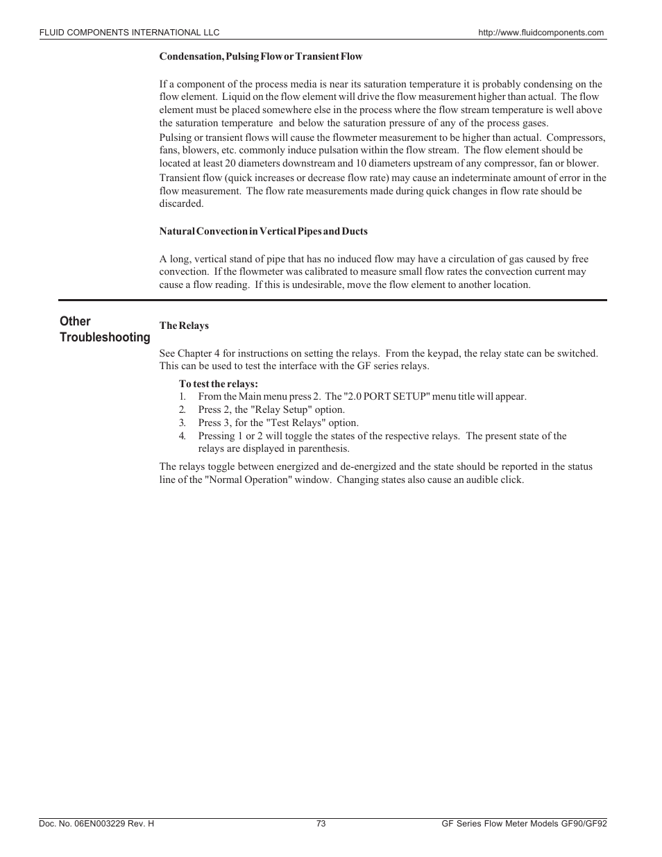 Other, Other troubleshooting | Fluid Components International GF90_GF92 User Manual | Page 77 / 102