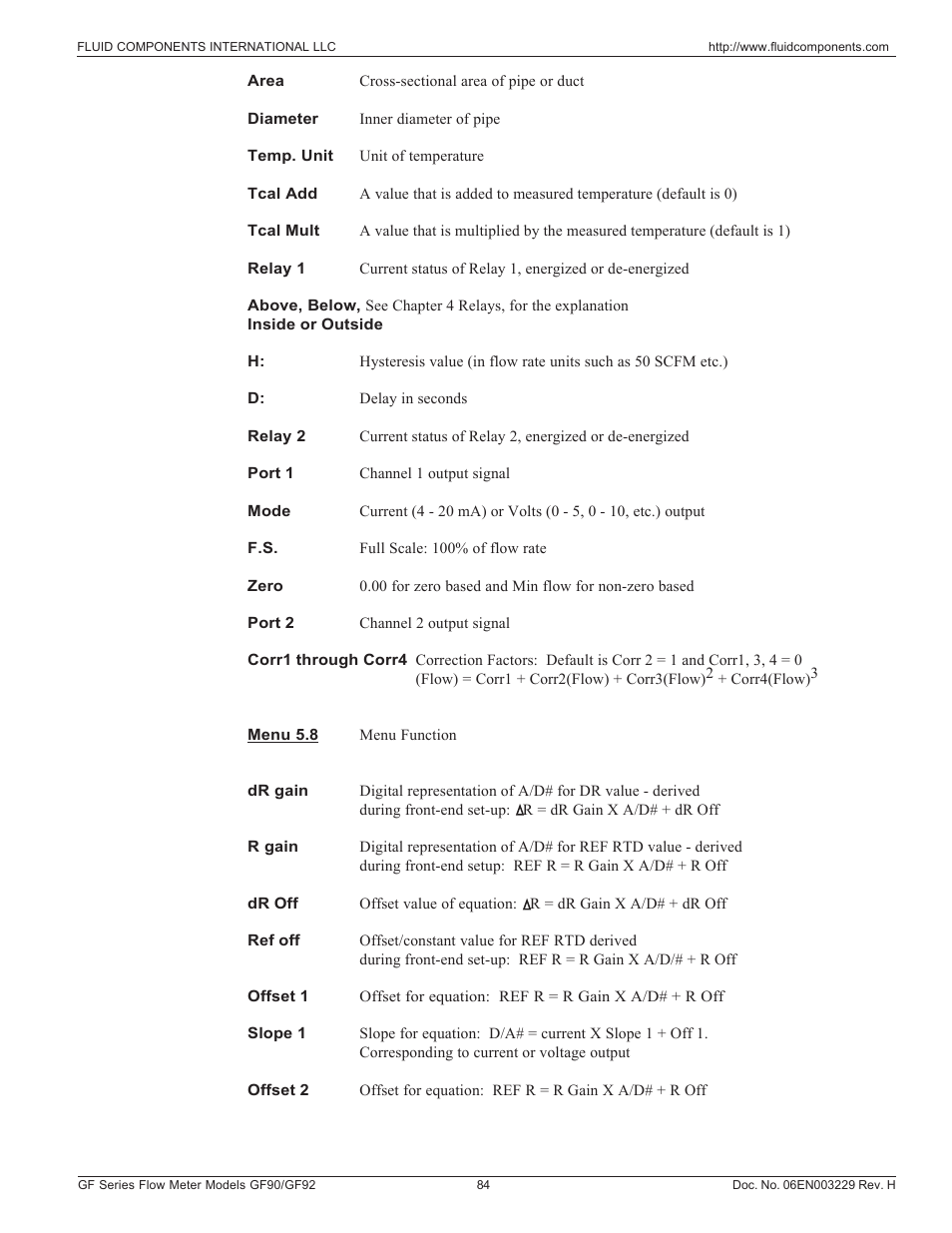 Fluid Components International GF90_GF92 User Manual | Page 88 / 102
