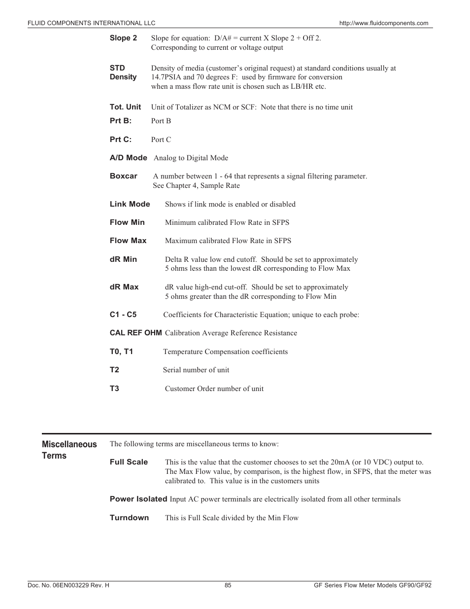 Fluid Components International GF90_GF92 User Manual | Page 89 / 102