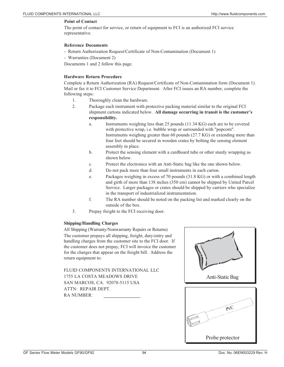 Fluid Components International GF90_GF92 User Manual | Page 98 / 102