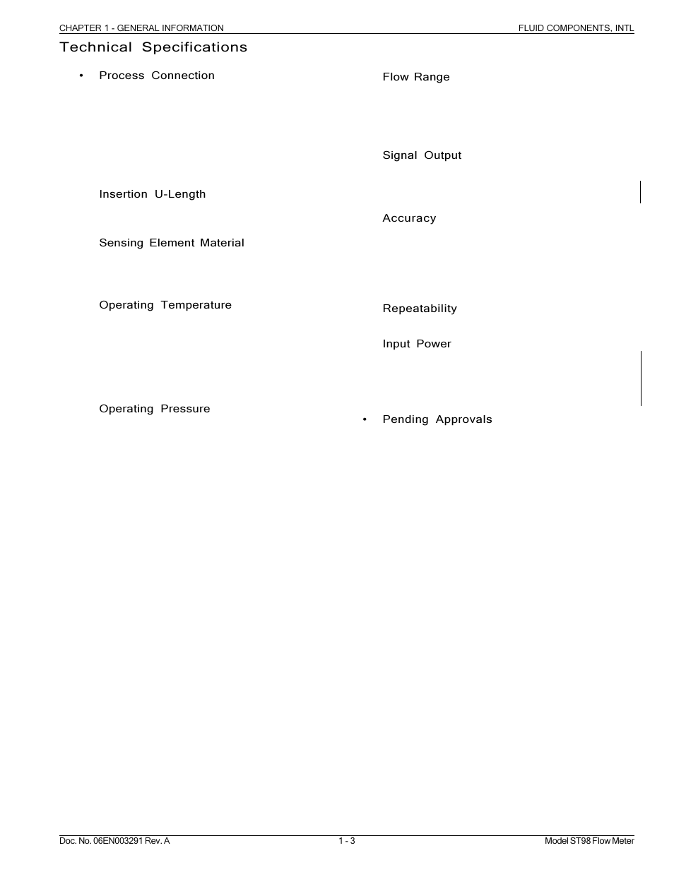 Fluid Components International ST98 Manual General Information User Manual | Page 3 / 4