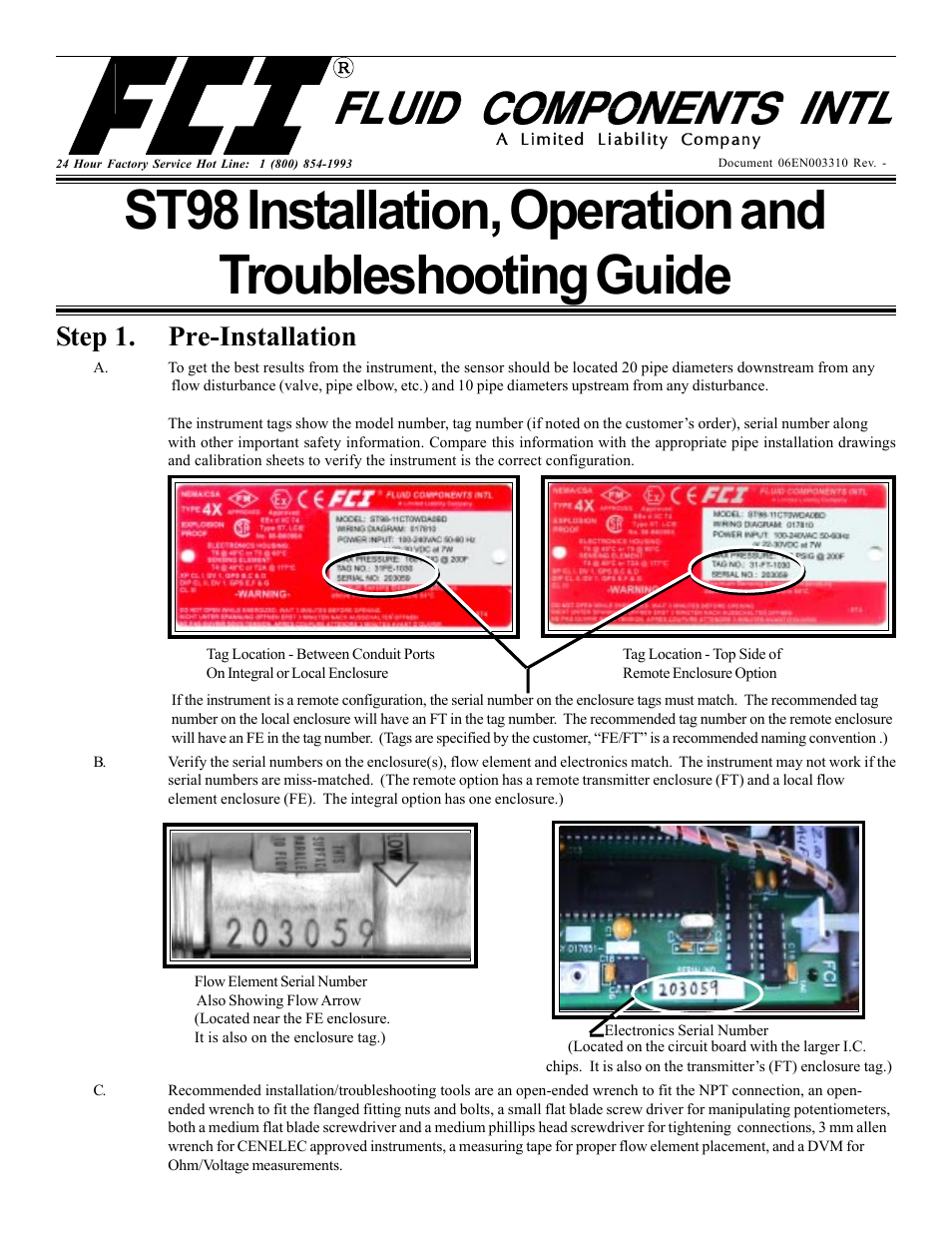 Fluid Components International ST98_ST98L Guide User Manual | 8 pages