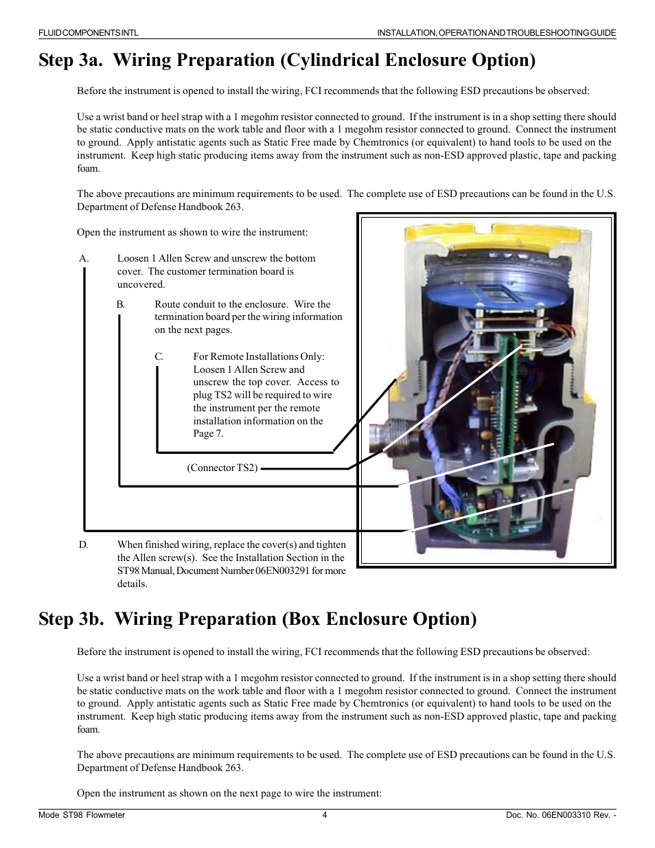 Step 3b. wiring preparation (box enclosure option) | Fluid Components International ST98_ST98L Guide User Manual | Page 4 / 8