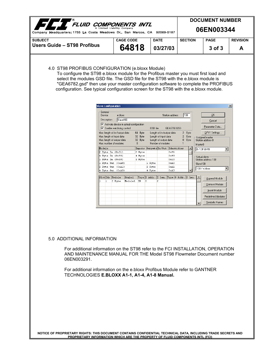 Fluid Components International ST98 Profibus C101-U Module User Manual | Page 6 / 6