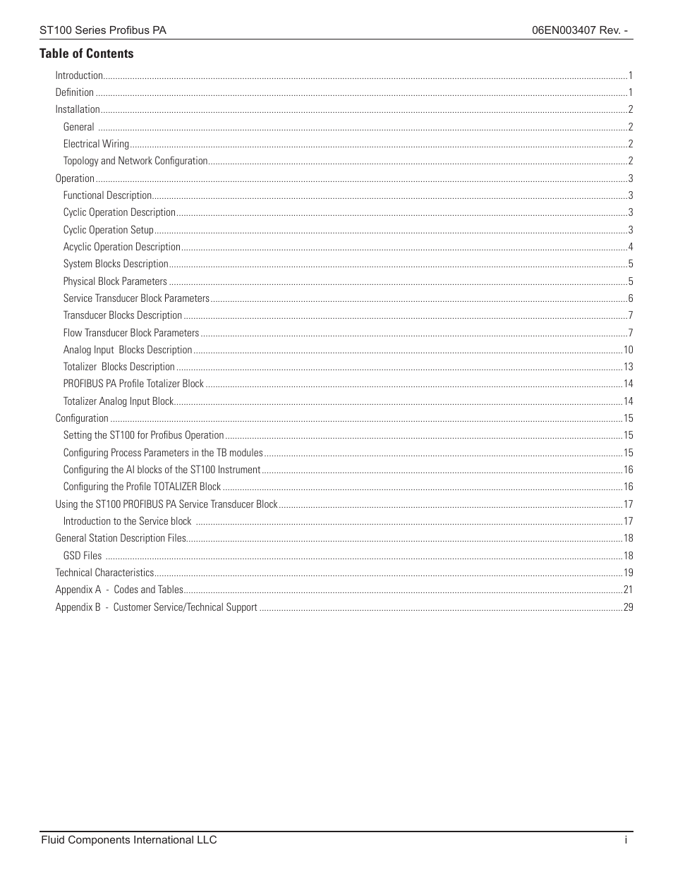 Fluid Components International ST100 Series PROFIBUS PA User Manual | Page 3 / 36