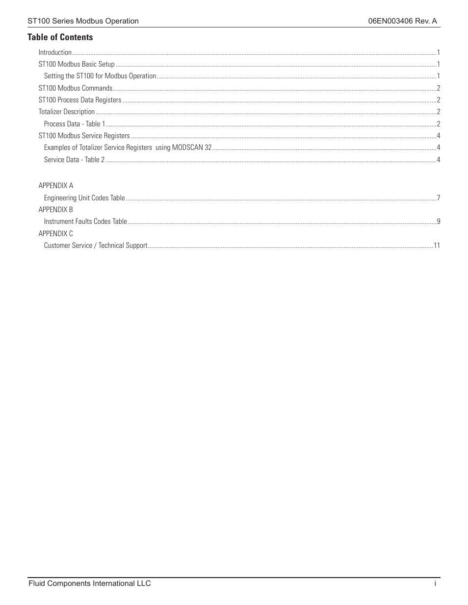 Fluid Components International ST100 Series Modbus User Manual | Page 3 / 16