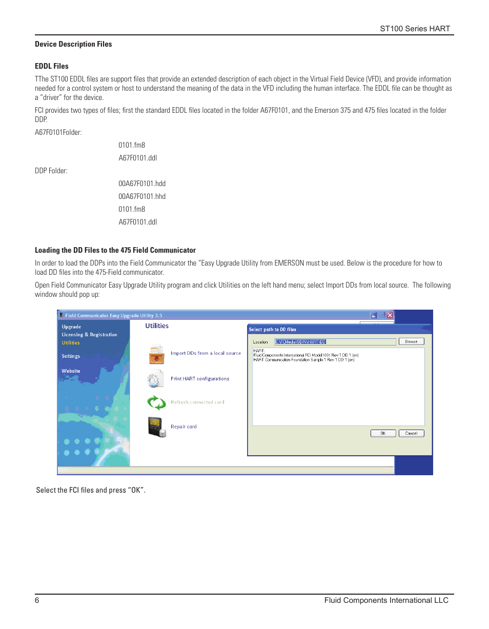 Device description files | Fluid Components International ST100 Series HART User Manual | Page 10 / 28