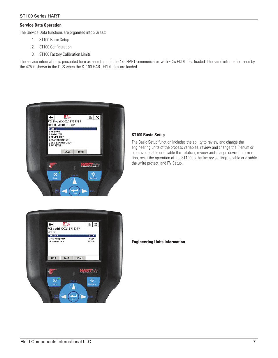 Service data operation | Fluid Components International ST100 Series HART User Manual | Page 11 / 28
