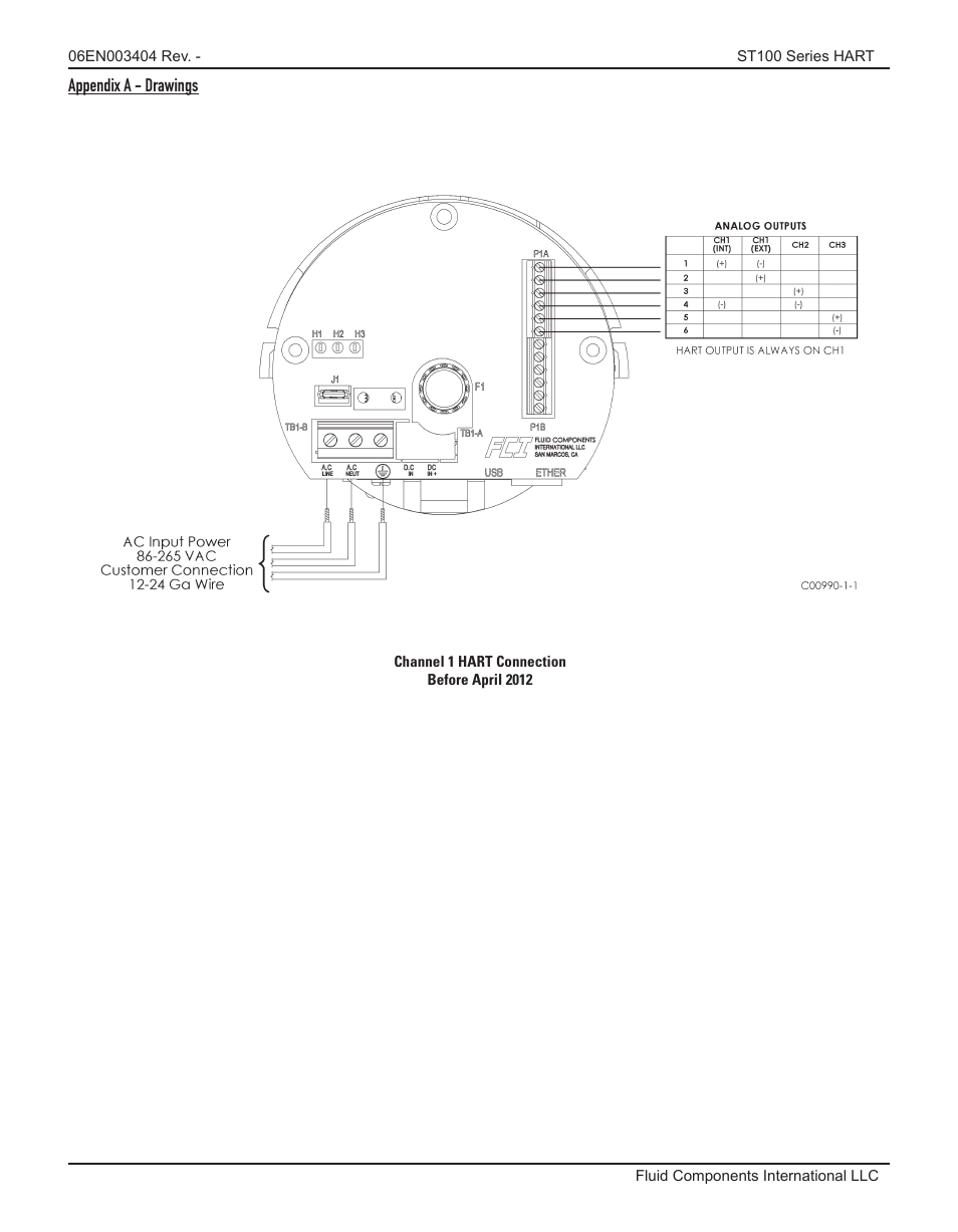 Appendix a - drawings | Fluid Components International ST100 Series HART User Manual | Page 25 / 28