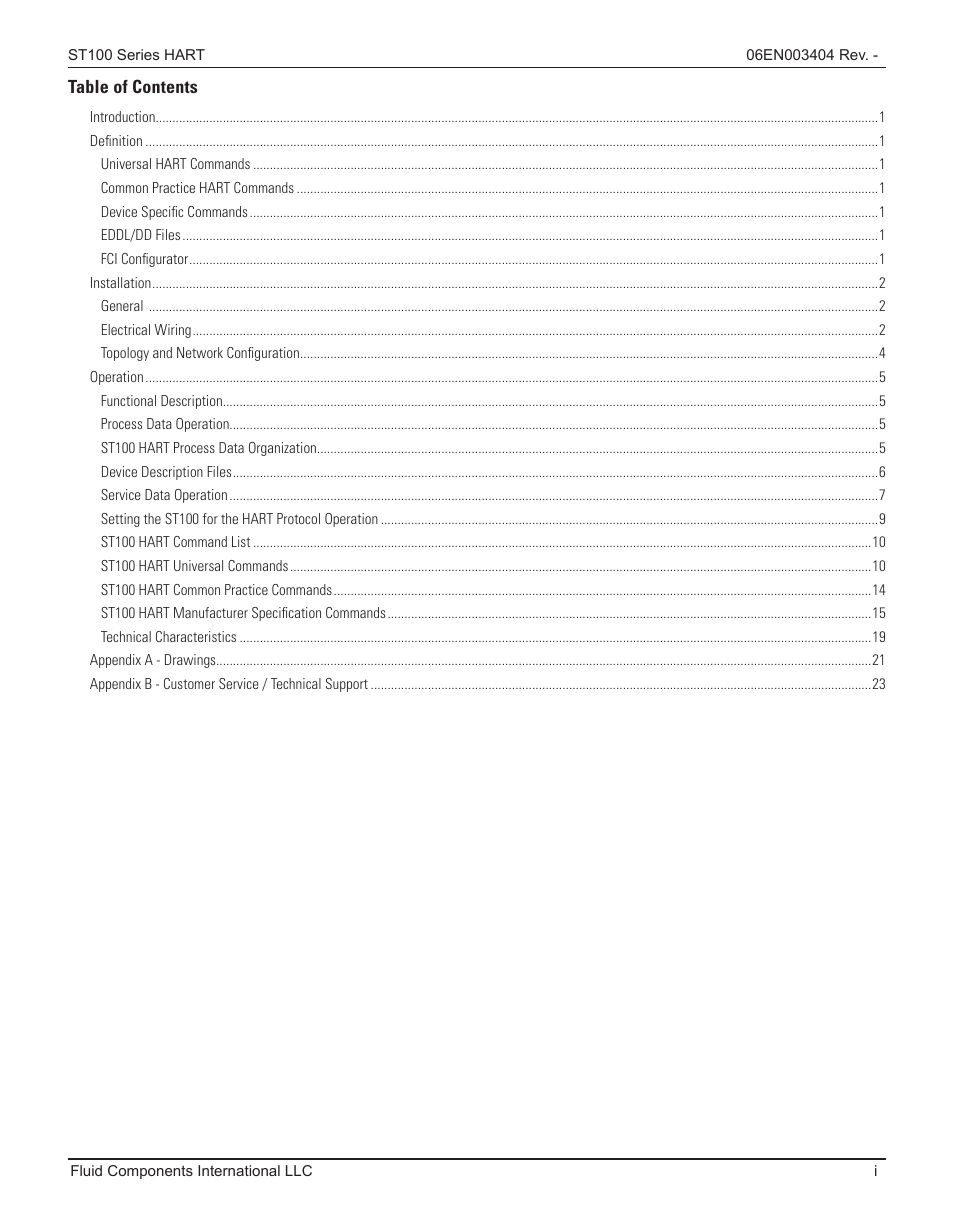 Fluid Components International ST100 Series HART User Manual | Page 3 / 28