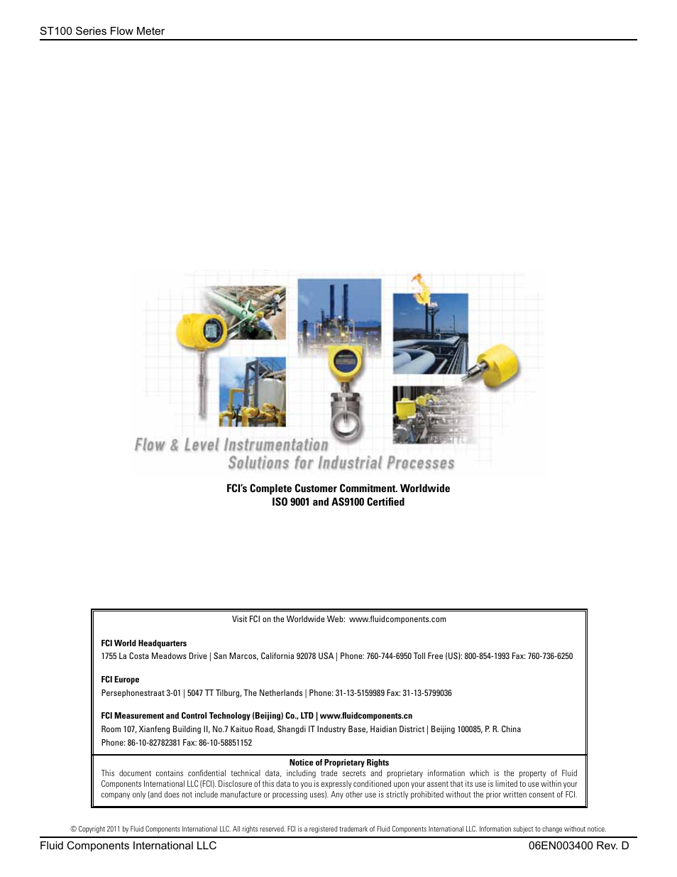 Fluid Components International ST100 Series User Manual | Page 64 / 64