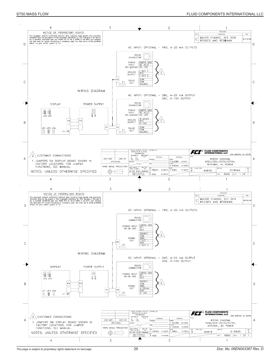 Wiring diagrams - integral | Fluid Components International ST50 User Manual | Page 29 / 36