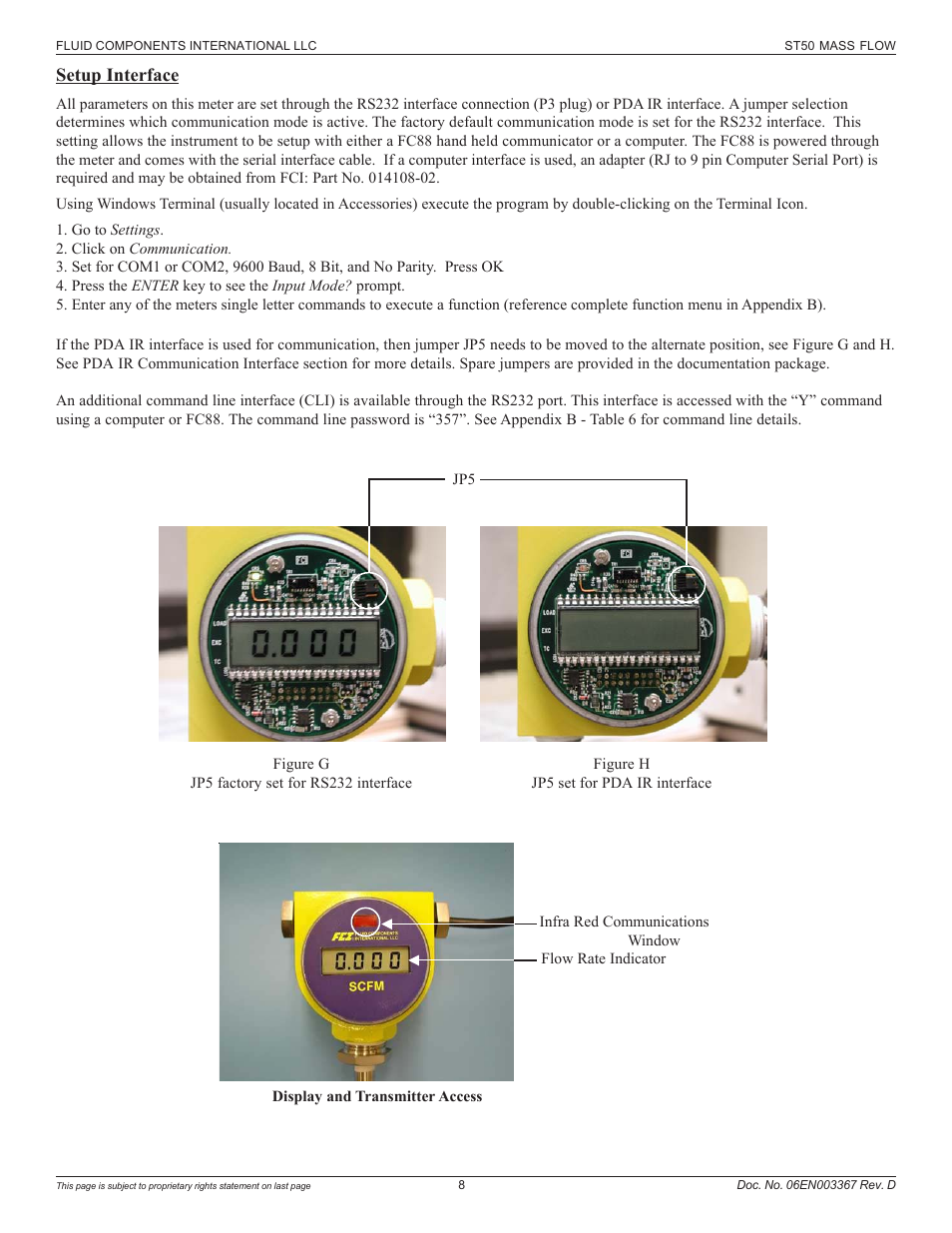 Setup interface | Fluid Components International ST50 User Manual | Page 8 / 36