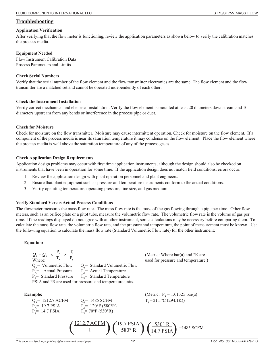 Troubleshooting | Fluid Components International ST75_ST75V User Manual | Page 12 / 40