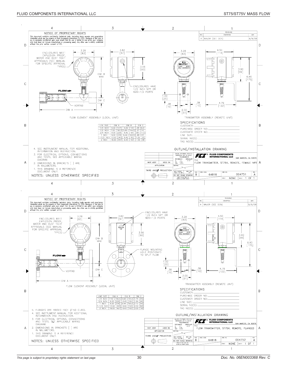 St75v - remote - male npt and flanged | Fluid Components International ST75_ST75V User Manual | Page 30 / 40