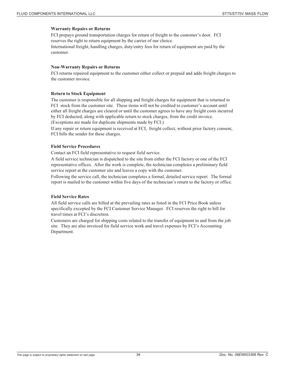 Fluid Components International ST75_ST75V User Manual | Page 34 / 40