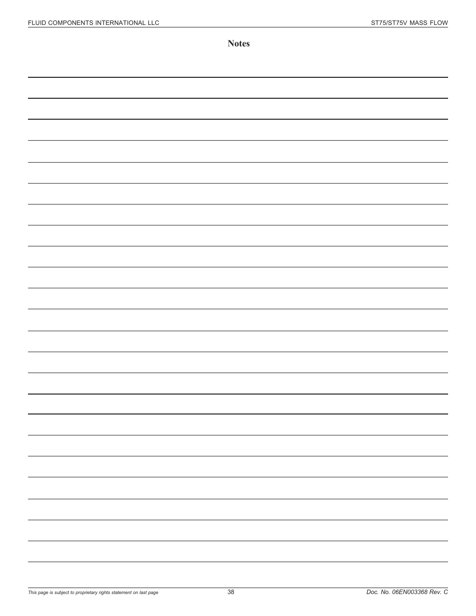 A place for notes | Fluid Components International ST75_ST75V User Manual | Page 38 / 40
