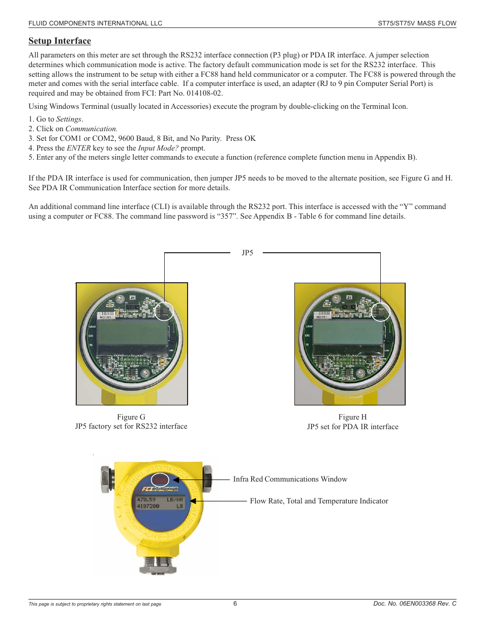 Setup interface | Fluid Components International ST75_ST75V User Manual | Page 6 / 40