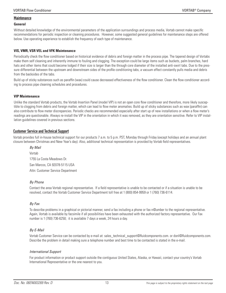 Fluid Components International VORTAB User Manual | Page 13 / 20